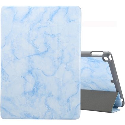 Mobigear Tri-Fold Marble iPad 8 (2020) Hülle Klapphülle + Stifthalter - Blau
