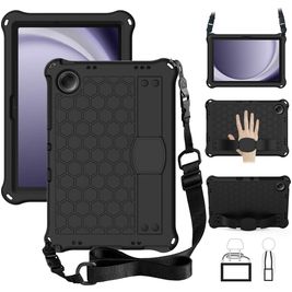 Mobigear HexStrap Samsung Galaxy Tab A9 Plus (2023) Hülle EVA Schaum Backcover + Schulterträger - Schwarz