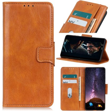 Mobigear Classy POCO F4 Hülle Klapphülle Geldbörse - Cognac