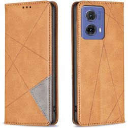 Mobigear Rhombus Slim Motorola Moto G85 Hülle Klapphülle - Cognac
