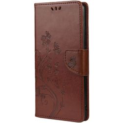 Mobigear Flowers Samsung Galaxy A23 Hülle Klapphülle Geldbörse - Braun