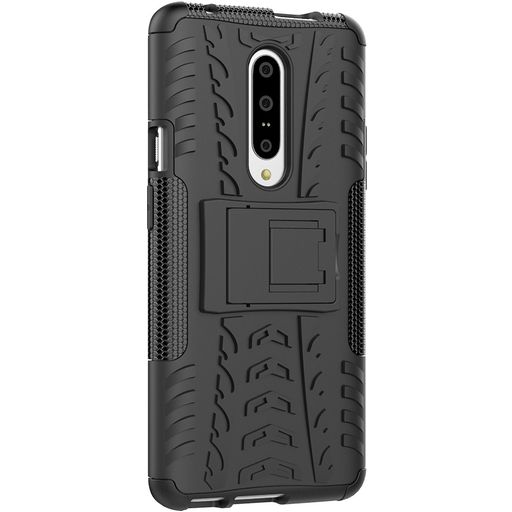Mobigear Tire OnePlus 7 Hülle Hardcase Backcover Stoßfest mit Ständer - Schwarz