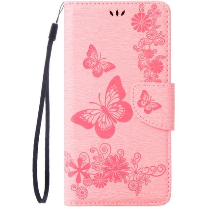 Mobigear Butterfly iPhone SE (2022) Hülle Klapphülle Geldbörse - Pink