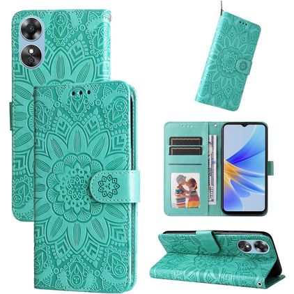 Mobigear Sunflower OPPO A17 Hülle Klapphülle Geldbörse - Grün