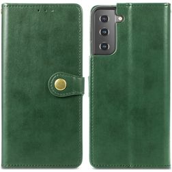Mobigear Snap Button Samsung Galaxy S21 Plus Hülle Klapphülle Geldbörse - Grün