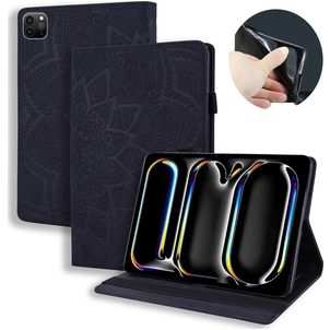 Mobigear Mandala iPad Pro 13 Zoll (2024) Hülle Klapphülle - Schwarz