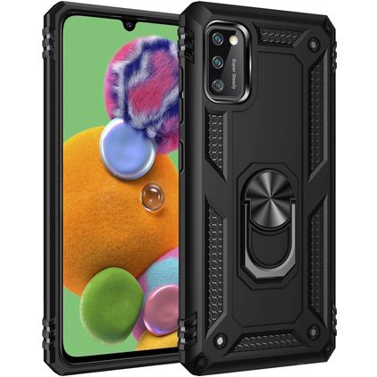 Mobigear Armor Ring Samsung Galaxy A41 Hülle Hardcase Backcover Stoßfest mit Ringhalter - Schwarz
