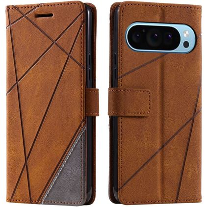 Mobigear Rhombus Google Pixel 9 Pro Hülle Klapphülle Geldbörse - Braun