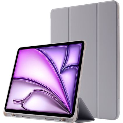 Mobigear Tri-Fold Gel iPad Air 13 Zoll (2025) Hülle TPU,Kunstleder Klapphülle + Stifthalter - Grau
