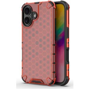 Mobigear Honeycomb iPhone 16 Hülle Hardcase Backcover Stoßfest - Rot