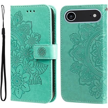 Mobigear Flowers iPhone Air Hülle Klapphülle Geldbörse - Grün