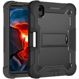 Mobigear ShieldStand iPad Mini 7 (2024) Hülle Kunststoff,Silikon Backcover + Stifthalter + Ständer - Schwarz