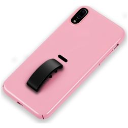 Mobigear Rubber Ring iPhone XS Max Hülle Hardcase Backcover mit Ringhalter - Pink