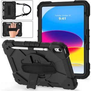 Mobigear SureGrip Xtreme iPad 11 (2025) Hülle Kunststoff,Silikon Backcover + Schulterträger + Ständer - Schwarz