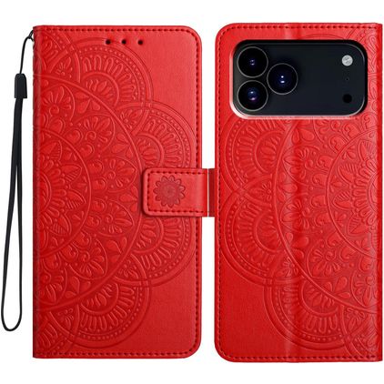 Mobigear Mandala iPhone 18 Pro Klapphülle Portemonnaie - Rot