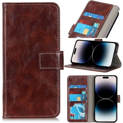 Mobigear Basic iPhone 14 Pro Max Hülle Klapphülle Geldbörse - Braun