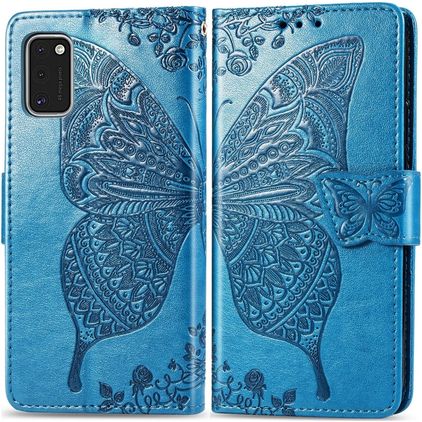 Mobigear Butterfly Samsung Galaxy A41 Hülle Klapphülle Geldbörse - Blau