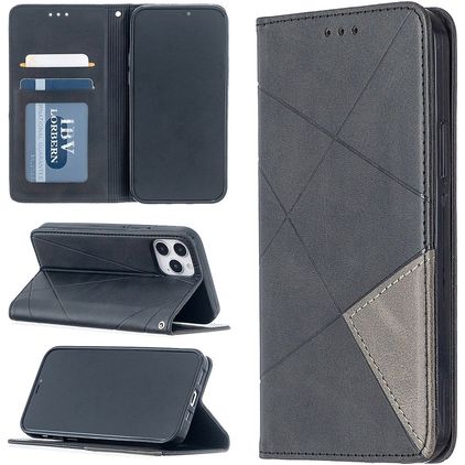 Mobigear Rhombus Slim iPhone 12 Hülle Klapphülle - Grau