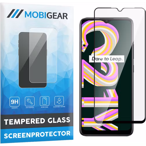 Mobigear Premium Realme C21Y Panzerglas Gehärtetes Glas Displayschutz - Hüllenfreundlich - Schwarz