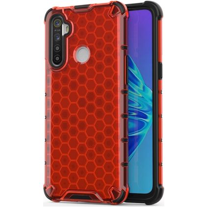 Mobigear Honeycomb Realme C3 Hülle Hardcase Backcover Stoßfest - Rot