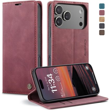 CaseMe 013 iPhone 17 Pro Hülle Klapphülle Geldbörse - Rot