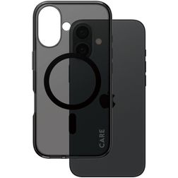 CARE by PanzerGlass Smokey iPhone 16 MagSafe Hardcase Backcover - Transparent / Schwarz