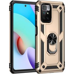 Mobigear Armor Ring Xiaomi Redmi 10 4G Hülle Hardcase Backcover Stoßfest mit Ringhalter - Gold