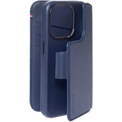 Decoded Detachable Wallet iPhone 15 Pro MagSafe Hülle Echtes Leder Abnehmbare 2in1 Klapphülle Geldbörse - Blau