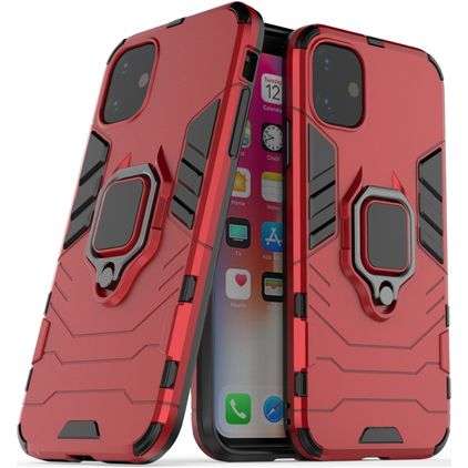 Mobigear Armor Ring iPhone 11 Hülle Hardcase Backcover Stoßfest mit Ringhalter - Rot