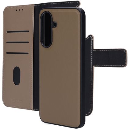 Mobiparts Samsung Galaxy A37 Hülle Echtes Leder Abnehmbare 2in1 Klapphülle Geldbörse - Taupe