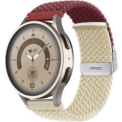 Mobigear Braided Dual Nylon Smartwatch Armband Klappschließe - 22 mm - Rot / Polarstern