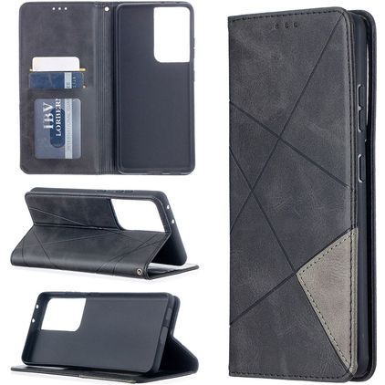 Mobigear Rhombus Slim Samsung Galaxy S21 Ultra Klapphülle - Schwarz