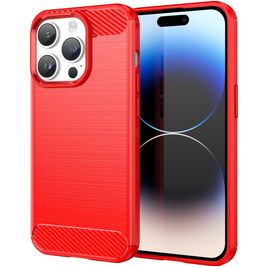 Mobigear Brushed Slim iPhone 15 Pro Max Hülle Flexibles TPU Backcover - Rot
