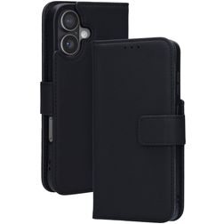 Mobiparts Wallet iPhone 17 Hülle Echtes Leder Klapphülle Geldbörse - Schwarz