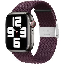 Mobigear Braided Nylon Apple Watch Armband Klappschließe - 42/41/40/38 mm - Weinrot