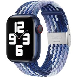 Mobigear Braided Nylon Apple Watch Armband Klappschließe - 49/46/45/44 mm - Weiß / Blau