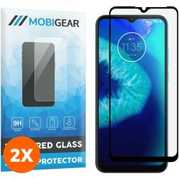 Mobigear Premium Motorola Moto G8 Power Lite Panzerglas Gehärtetes Glas Displayschutz - Hüllenfreundlich - Schwarz (2er Pack)
