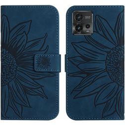 Mobigear Sunflower Motorola Moto G72 Hülle Klapphülle Geldbörse - Blau