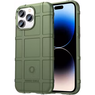 Mobigear Rugged Shield iPhone 14 Pro Max Hülle Flexibles TPU Backcover Stoßfest - Grün
