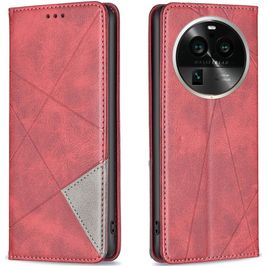 Mobigear Rhombus Slim OPPO Find X6 Pro Hülle Klapphülle - Rot