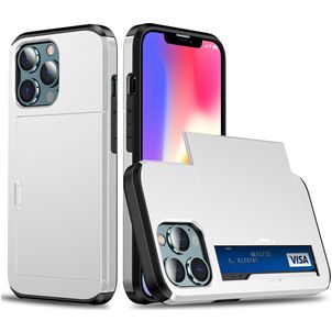 Mobigear Card iPhone 13 Mini Hülle Hardcase Backcover Stoßfest mit Kartenhalter - Weiß