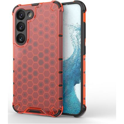 Mobigear Honeycomb Samsung Galaxy S23 Hülle Hardcase Backcover Stoßfest - Rot