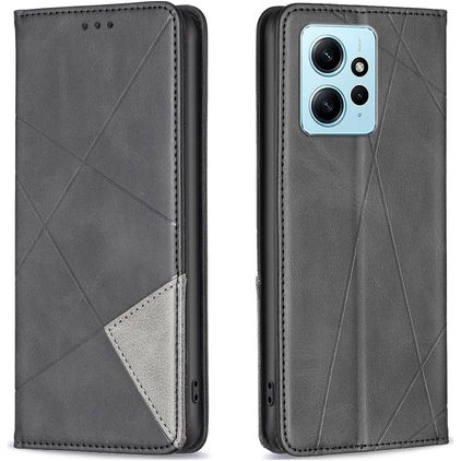 Mobigear Rhombus Slim Xiaomi Redmi Note 12 Klapphülle - Schwarz