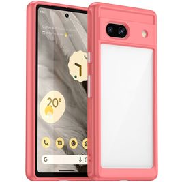 Mobigear Crystal Google Pixel 7a Hülle Hardcase Backcover - Transparent / Rot