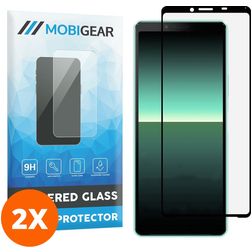 Mobigear Premium Sony Xperia 10 II Panzerglas Displayschutz - Hüllenfreundlich - Schwarz (2er Pack)