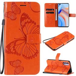 Mobigear Butterfly OPPO Reno 4 Hülle Klapphülle Geldbörse - Orange