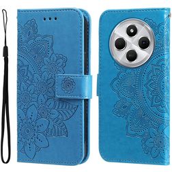 Mobigear Flowers Xiaomi Redmi 14C Hülle Klapphülle Geldbörse - Blau
