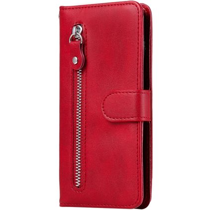 Mobigear Zipper Xiaomi Mi Note 10 Lite Klapphülle Portemonnaie - Rot