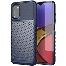 Mobigear Groove Samsung Galaxy A03s Hülle Flexibles TPU Backcover - Blau