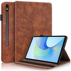 Mobigear Tree Samsung Galaxy Tab S10 FE Plus Hülle Klapphülle + Stifthalter - Braun
